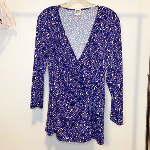Anne Klein V Neck Wrap Blouse Purple L